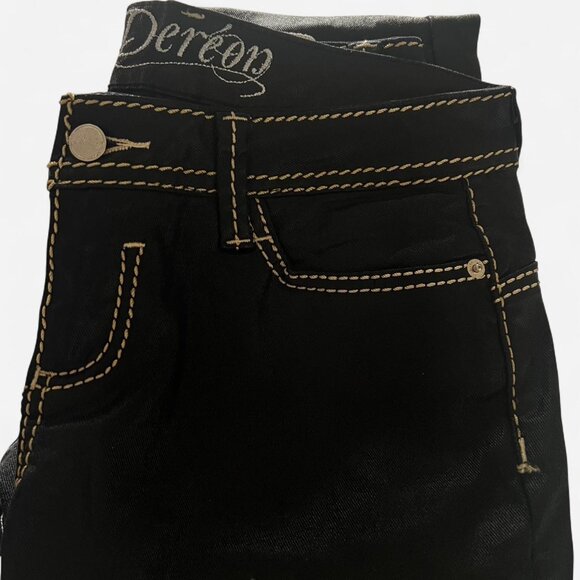Black low-rise gothic waxed denim lightweight pants with white contrast stitchin - Picture 4 of 4